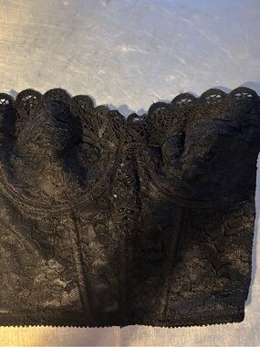 Vintage 1980’s Black Lace Bandeau Bustier Top Madonna style goth rock glam small